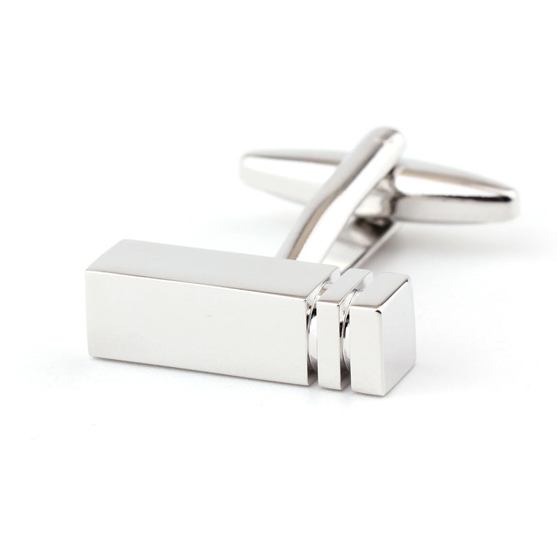 Rectangular Glossy Metal European Style Cufflinks