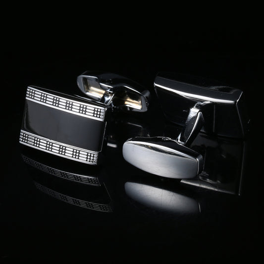 Black Enamel Business Suit Shirt Cufflinks