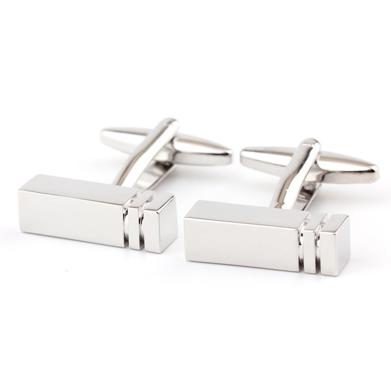 Rectangular Glossy Metal European Style Cufflinks