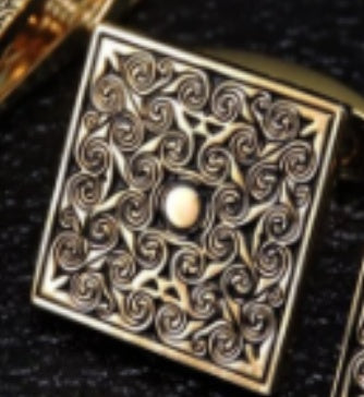 Carved Rose Flower Cufflinks Tie Clip Set