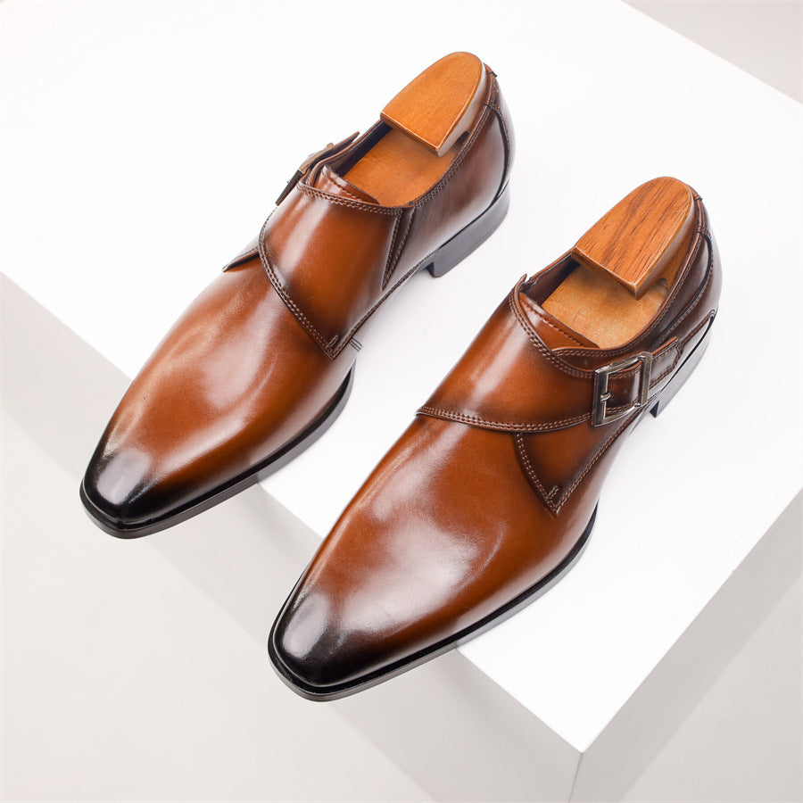 Square Toe Business British Style Monk Shoes