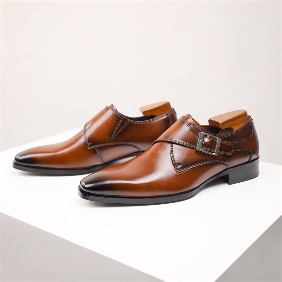 Square Toe Business British Style Monk Shoes