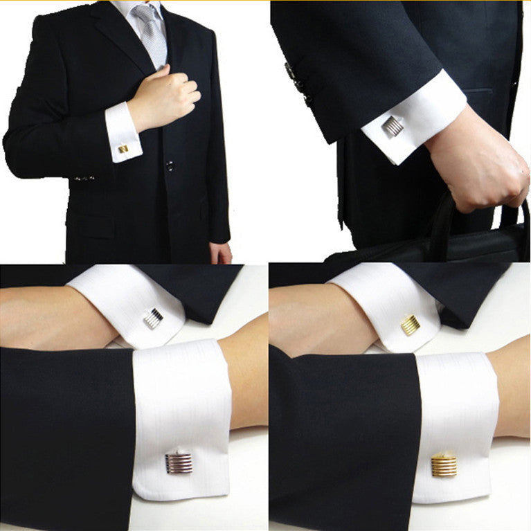 Silver Square Engraved Tie Clip Cufflinks Set
