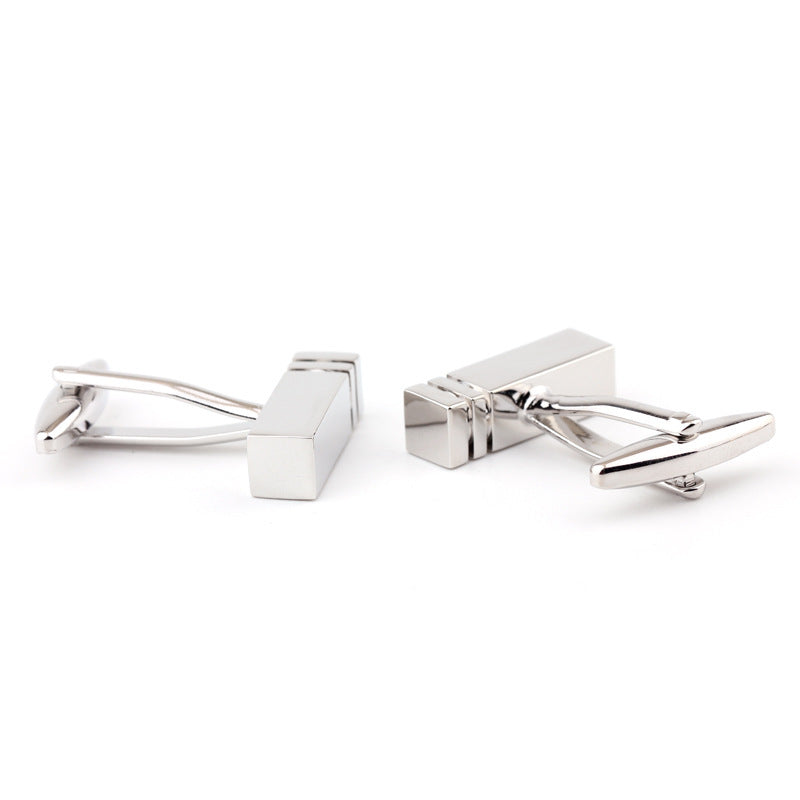 Rectangular Glossy Metal European Style Cufflinks