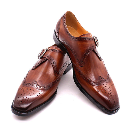 Summer Business Leather Broch Carved Cowhide Formal Shoes