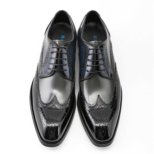 Business Formal Wear Leather Shoes British Square Cowhide Shoes