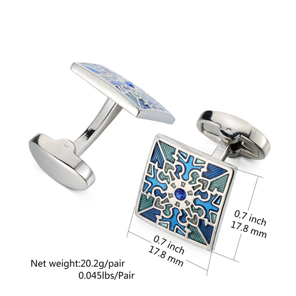French Styled Cufflinks Silver Multi Blue