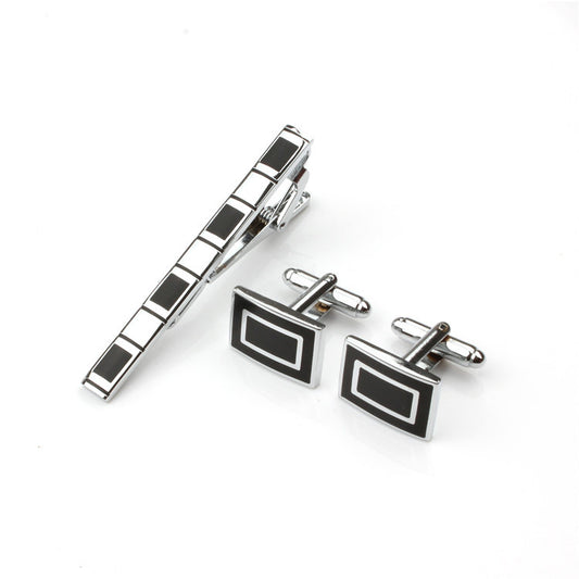 Business Formal Enamel Tie Clip & Cufflink Set