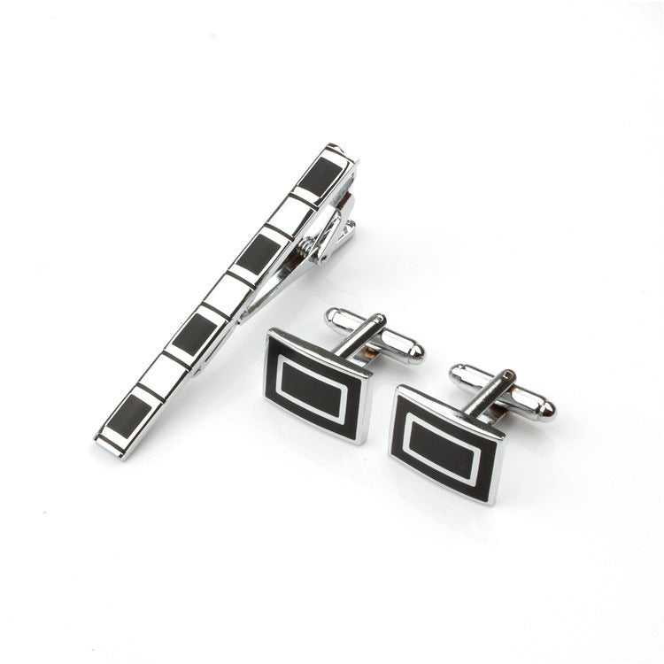 Business Formal Enamel Tie Clip & Cufflink Set