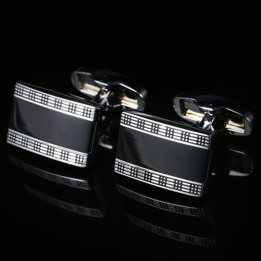 Black Enamel Business Suit Shirt Cufflinks