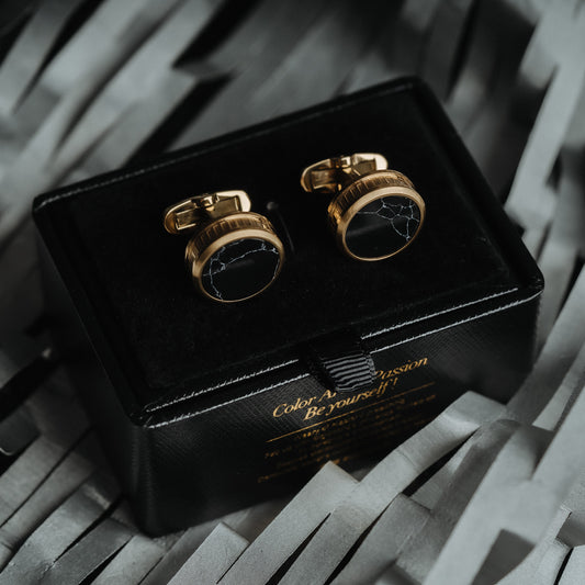 French Style Black Marble Cufflinks