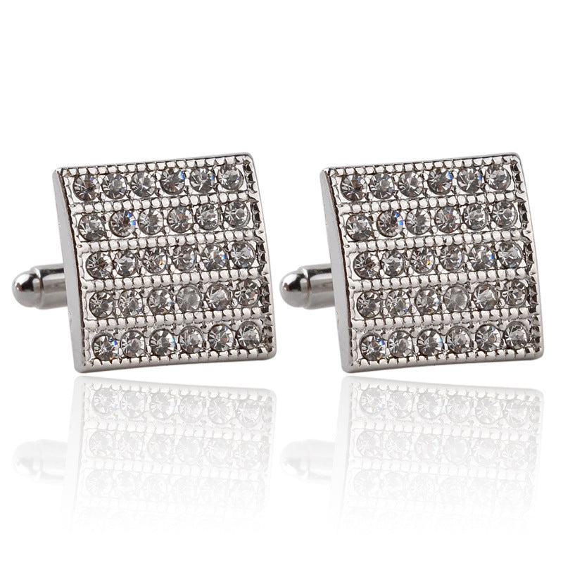 Fashion Diamond Square French Styled Cufflinks