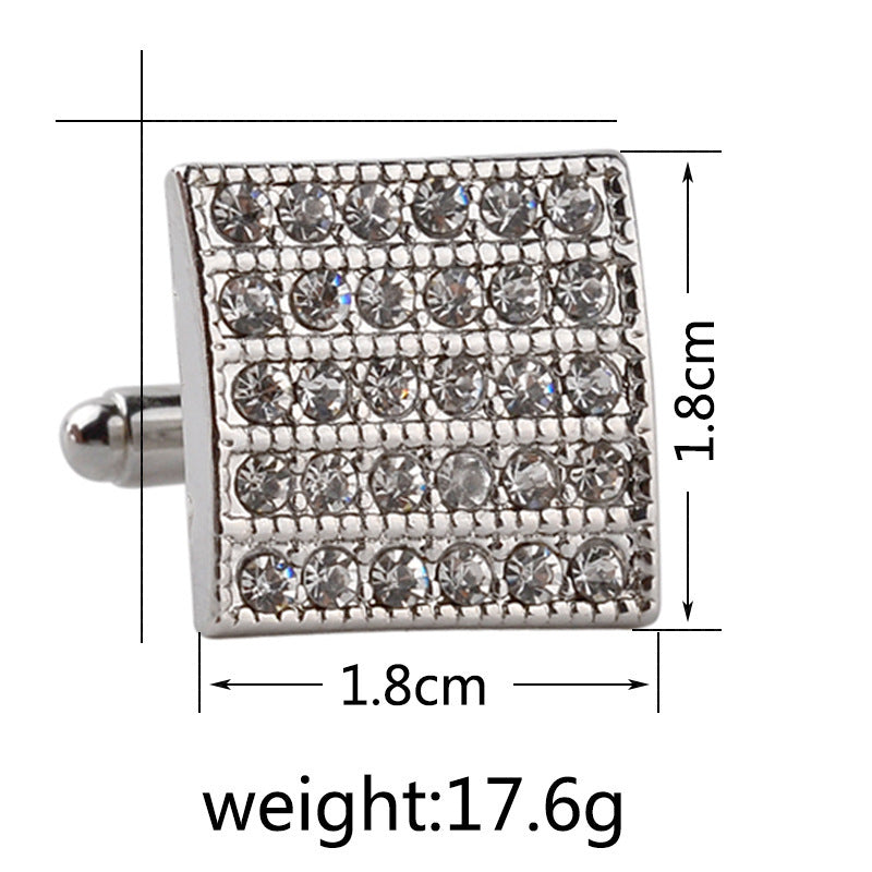 Fashion Diamond Square French Styled Cufflinks