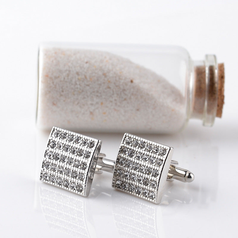 Fashion Diamond Square French Styled Cufflinks