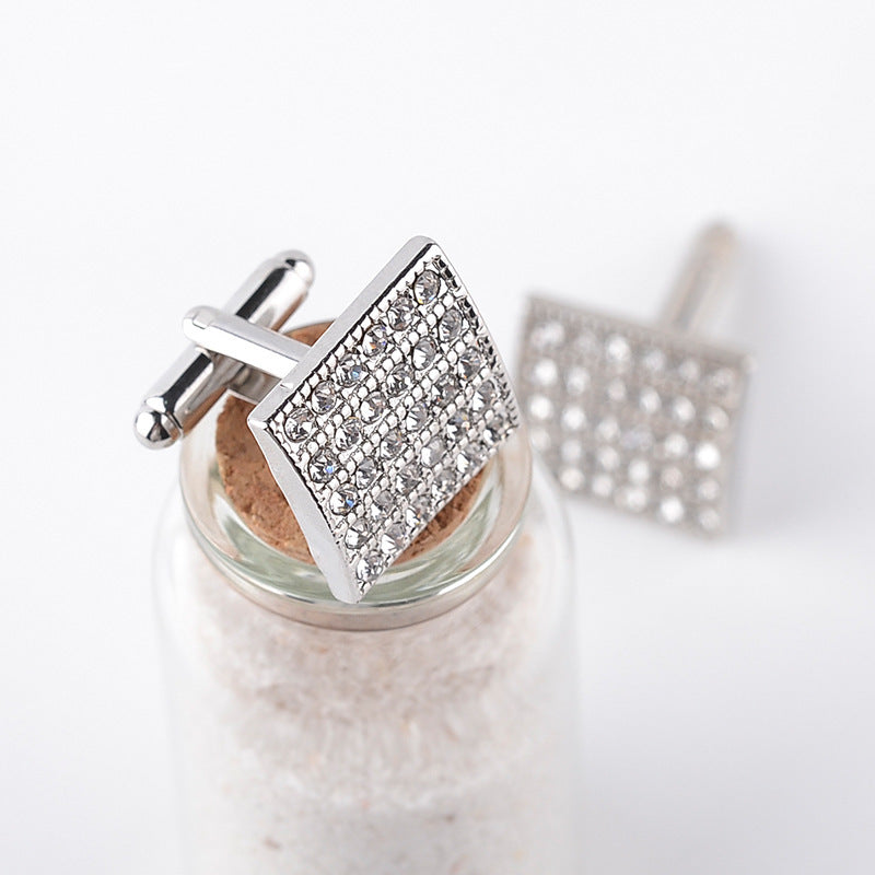 Fashion Diamond Square French Styled Cufflinks