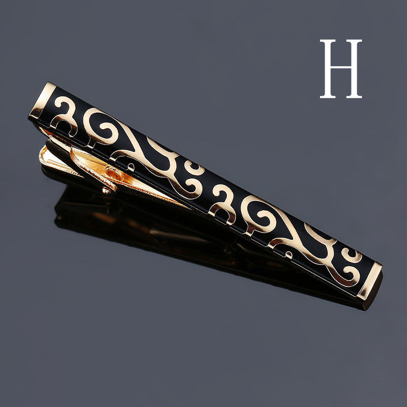 Bronze Polished Pattern Floral Tie Clip