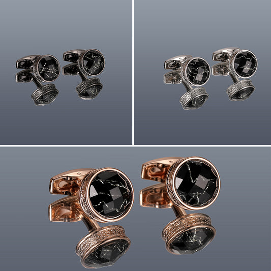 Cufflinks Stylish Round Gray Silver Rose Gold