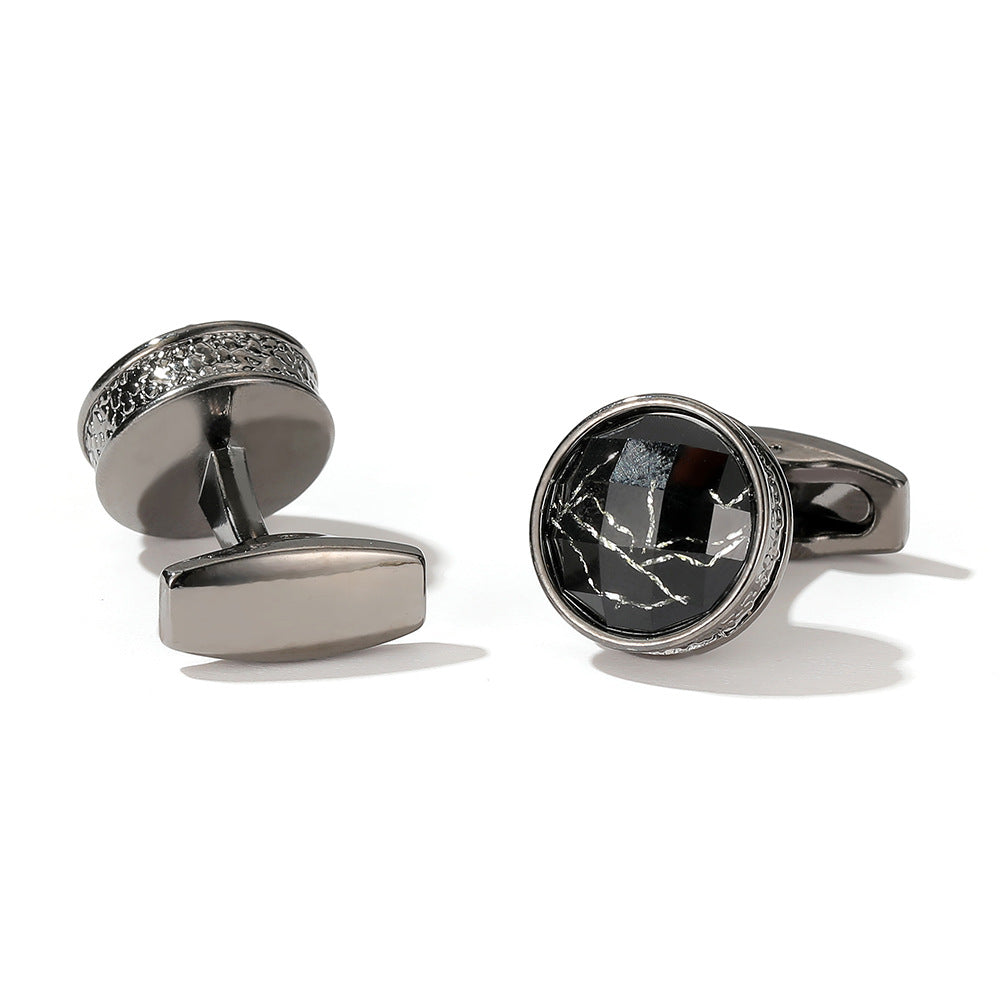 Cufflinks Stylish Round Gray Silver Rose Gold