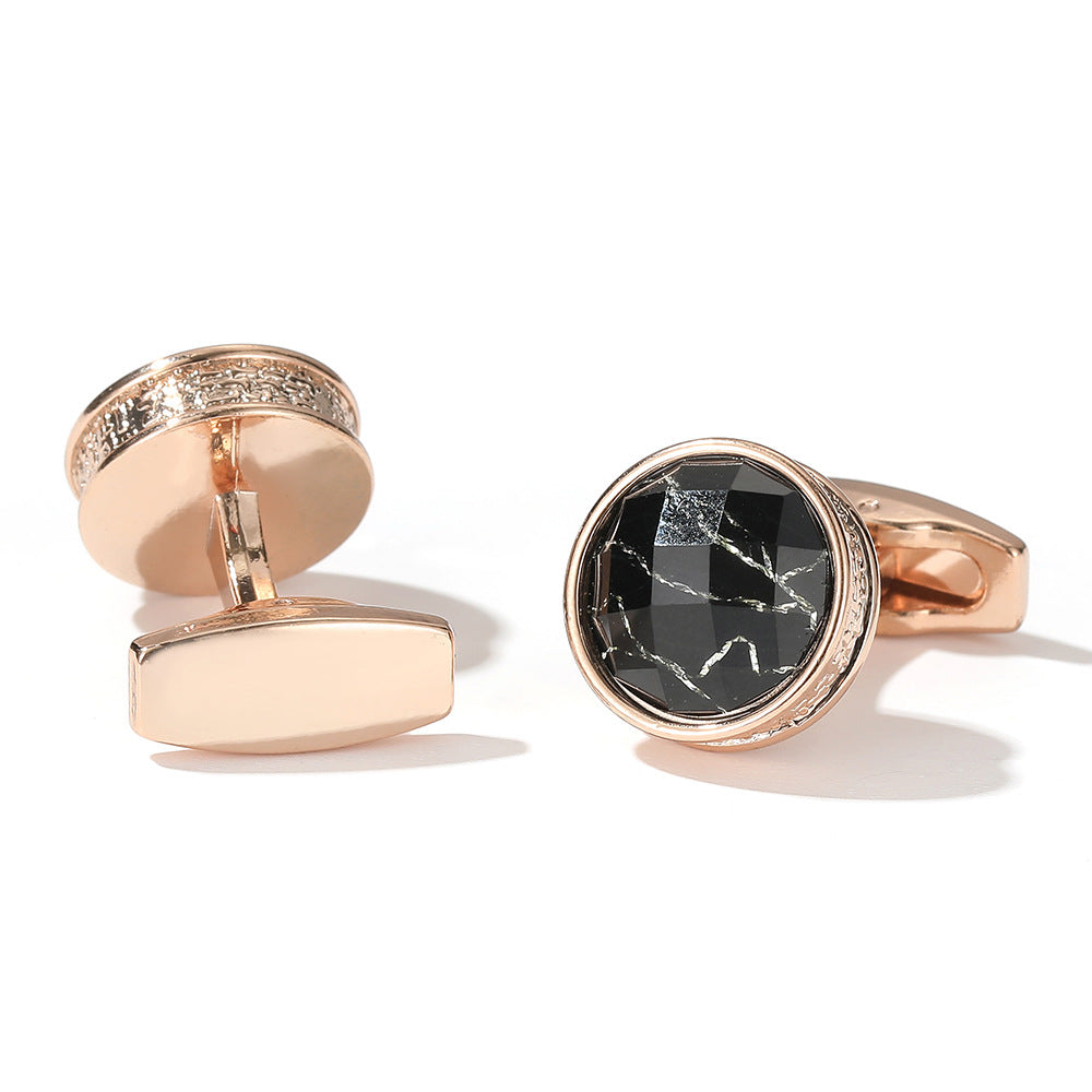 Cufflinks Stylish Round Gray Silver Rose Gold