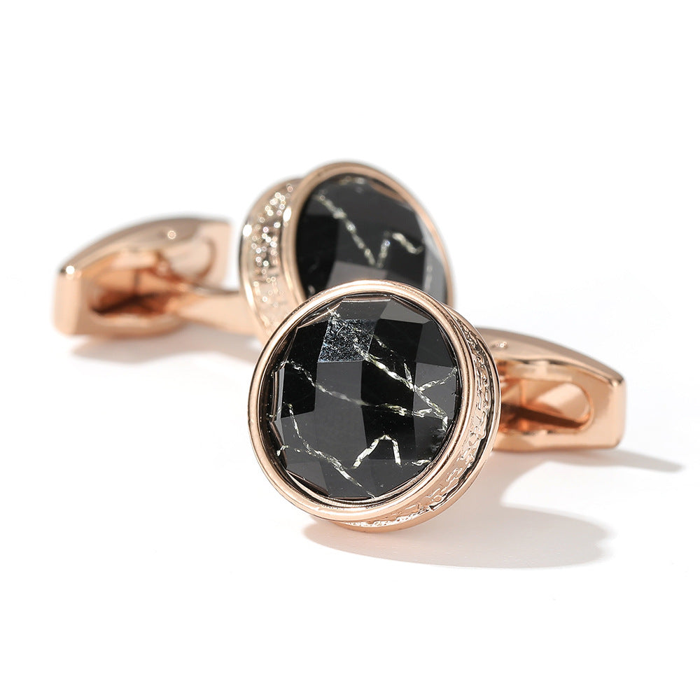 Cufflinks Stylish Round Gray Silver Rose Gold