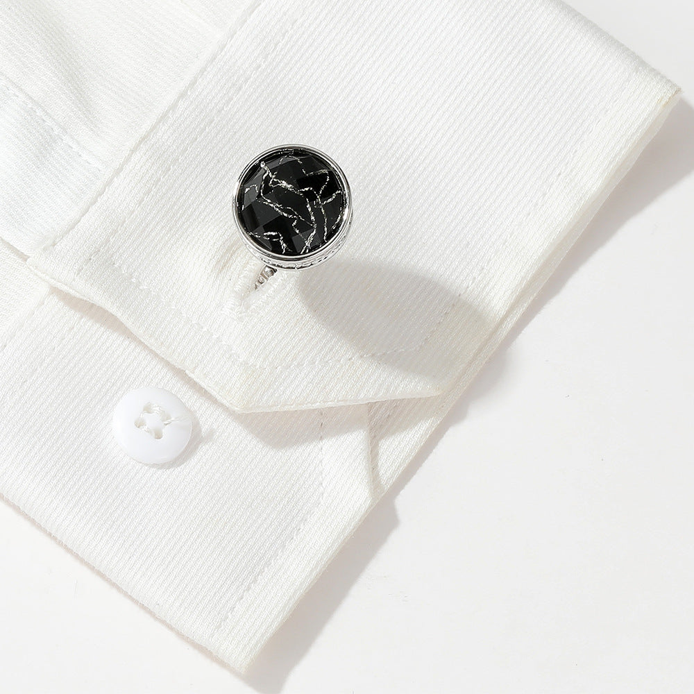 Cufflinks Stylish Round Gray Silver Rose Gold