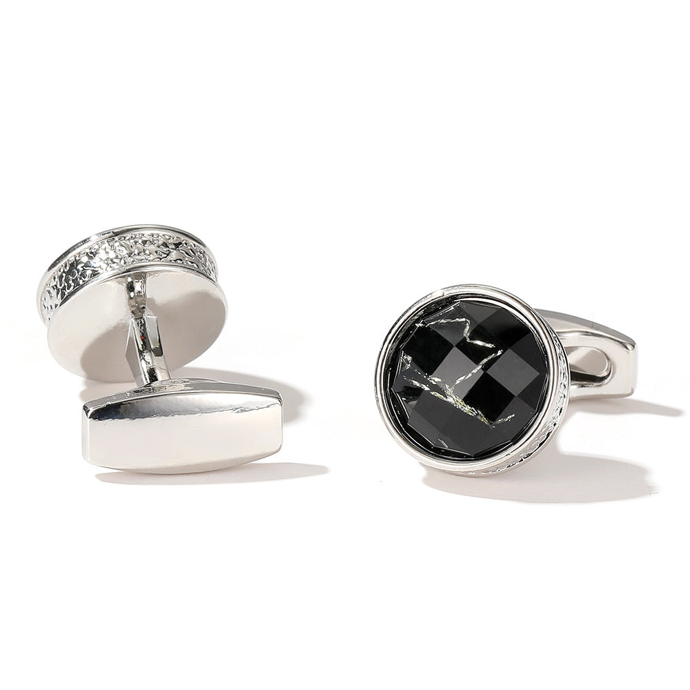 Cufflinks Stylish Round Gray Silver Rose Gold