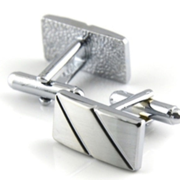 Business Silver Diagonal Cufflinks