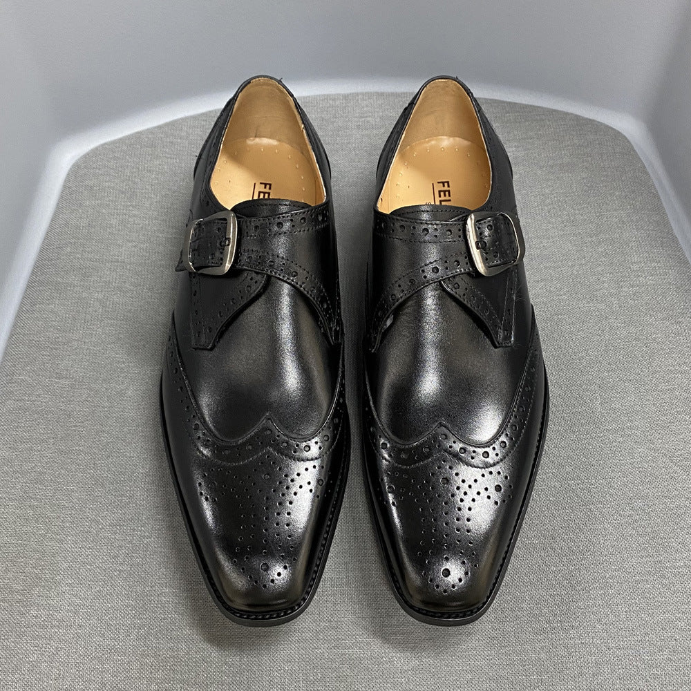 Summer Business Leather Broch Carved Cowhide Formal Shoes