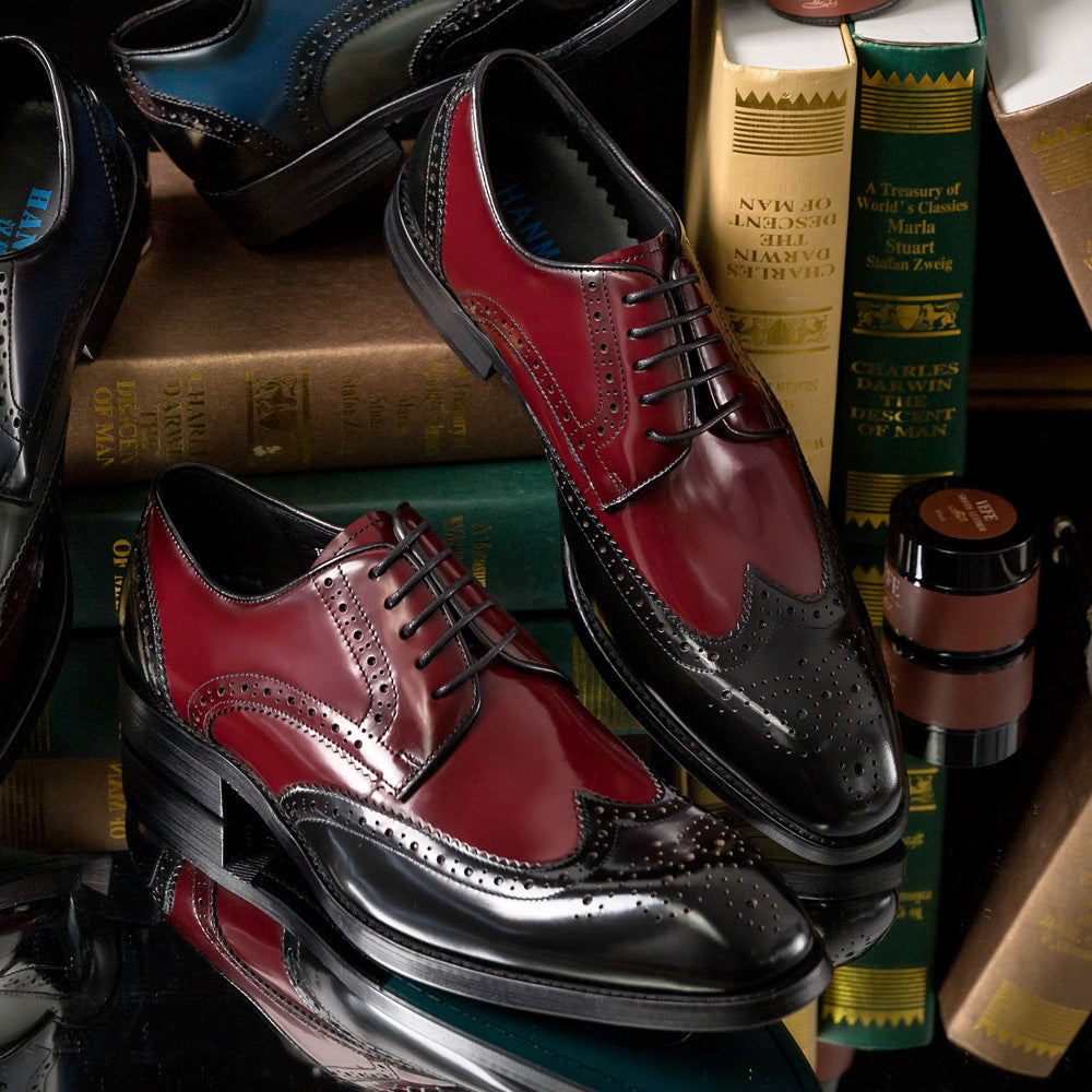 Business Formal Wear Leather Shoes British Square Cowhide Shoes
