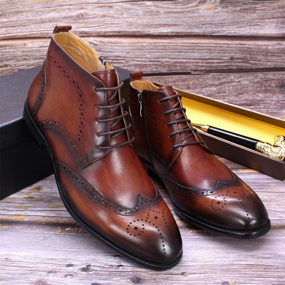 Side Zipper Leather Martin Formal Boots