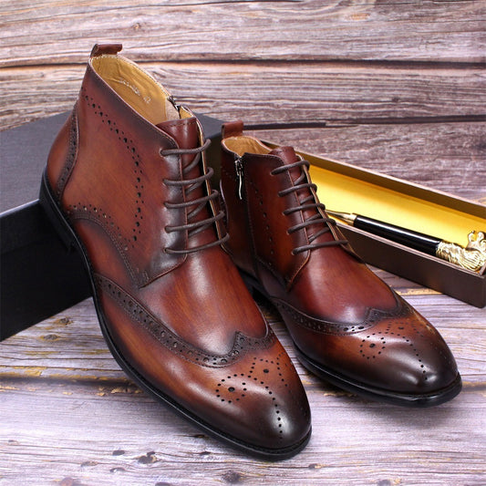 Side Zipper Leather Martin Formal Boots
