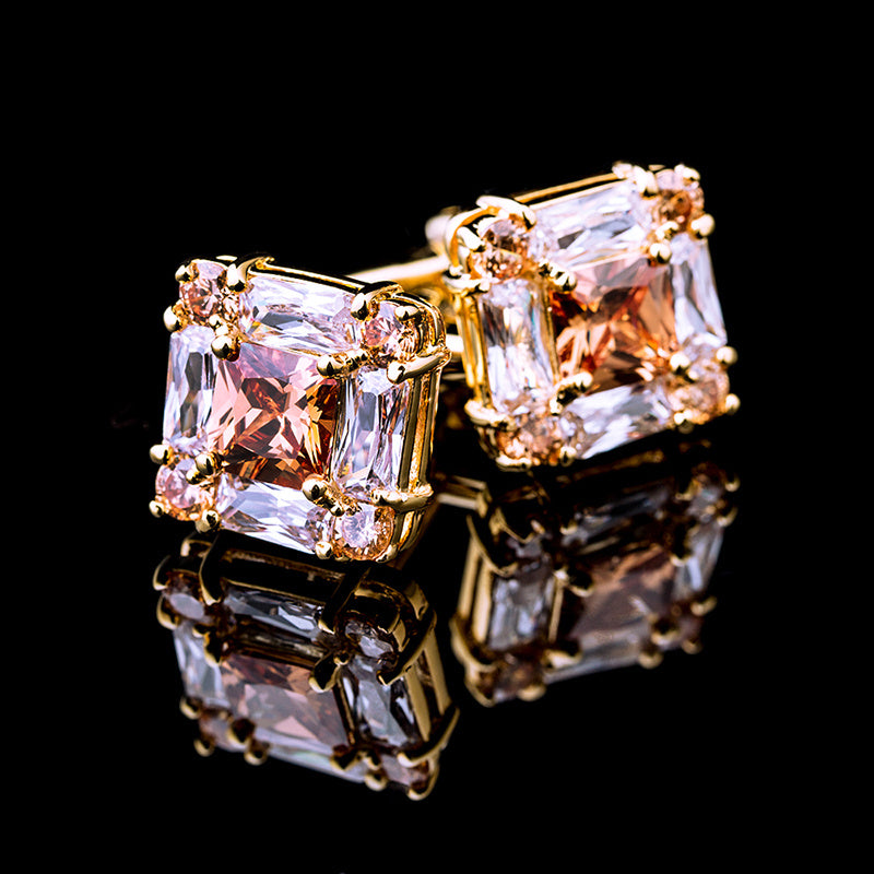 Tall Inlaid Champagne Gold Zircon Crystal Plated Cuff Nails