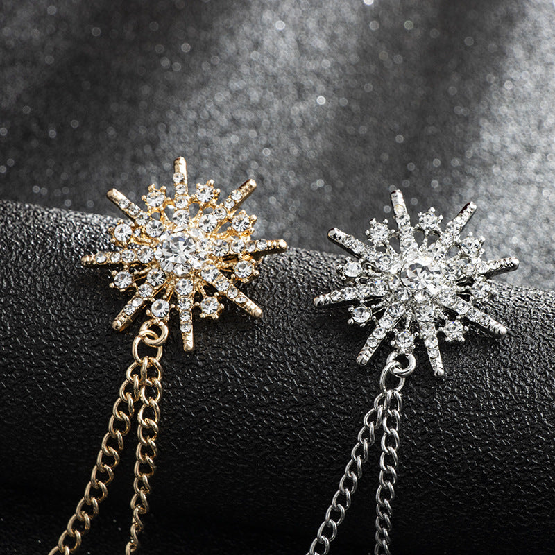 Brooch Octagonal Star Chain Tassel Suit Formal Accessories