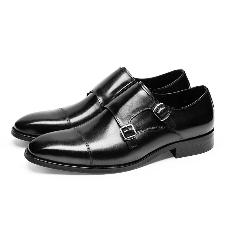 Double Buckle Cowhide Leather Formal Shoes