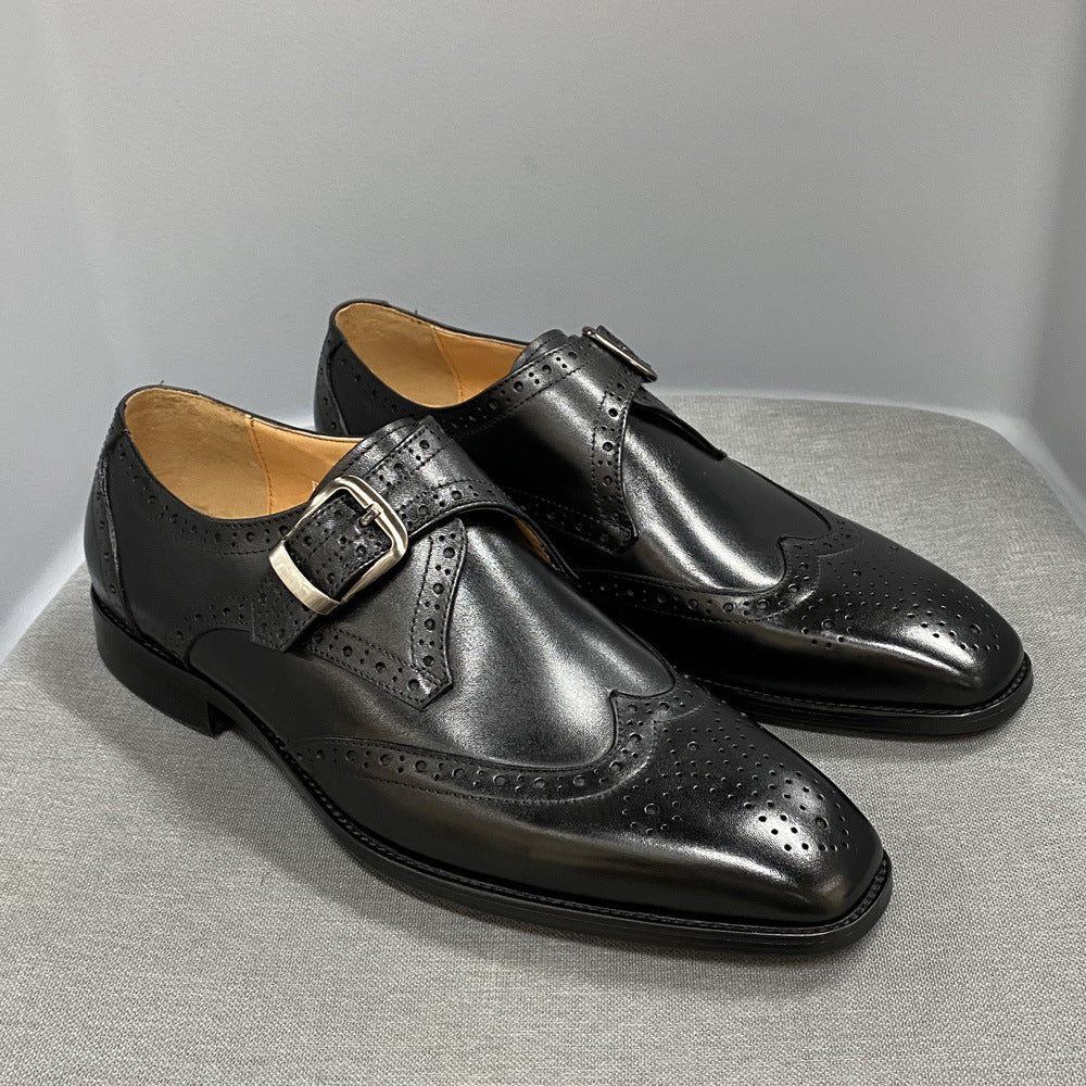Summer Business Leather Broch Carved Cowhide Formal Shoes