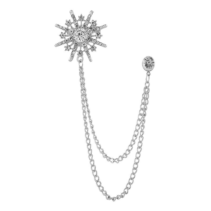 Brooch Octagonal Star Chain Tassel Suit Formal Accessories