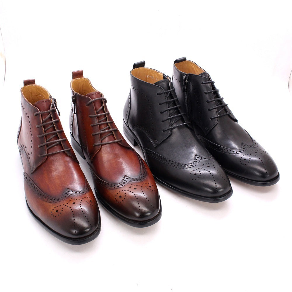 Side Zipper Leather Martin Formal Boots