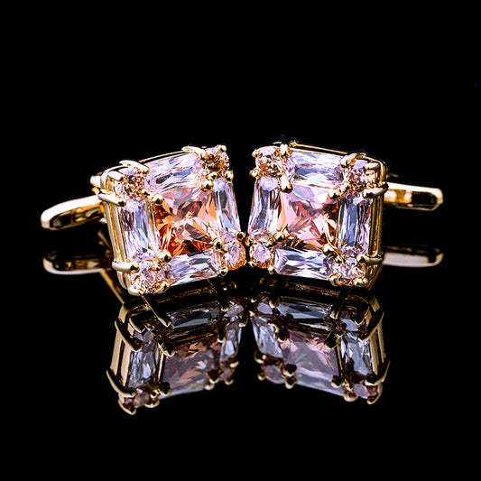 Tall Inlaid Champagne Gold Zircon Crystal Plated Cuff Nails
