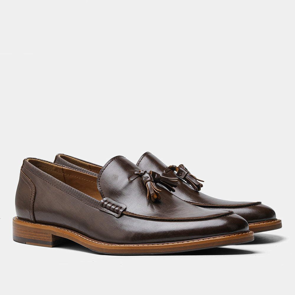 American Wood Grain Tassel Formal Slip-on Loafers