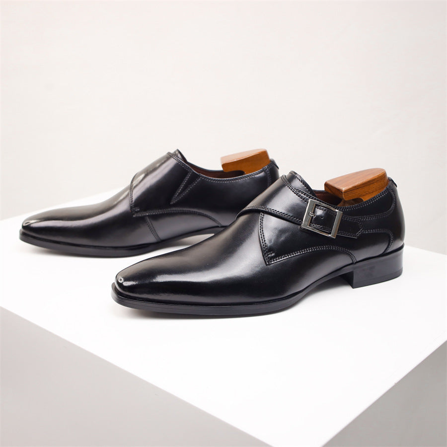 Square Toe Business British Style Monk Shoes