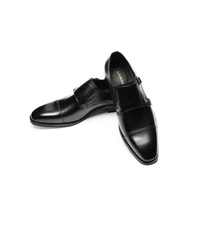 Double Buckle Cowhide Leather Formal Shoes