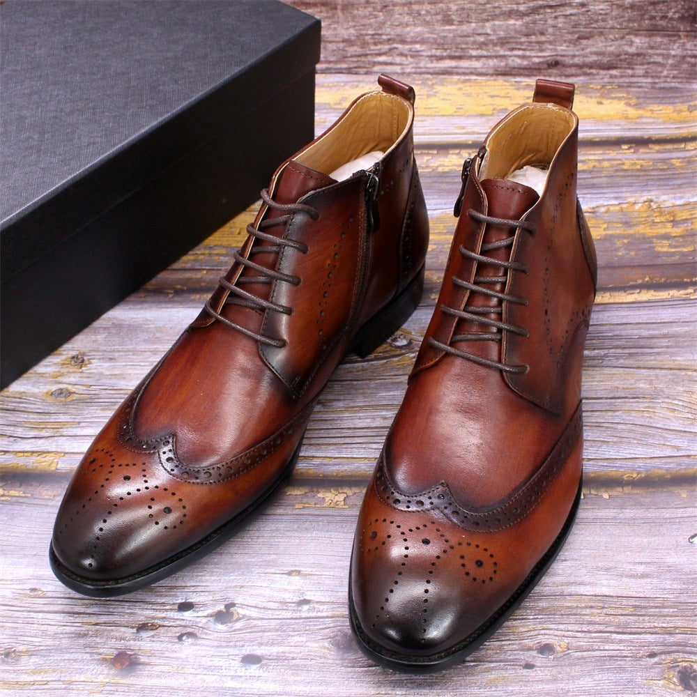 Side Zipper Leather Martin Formal Boots