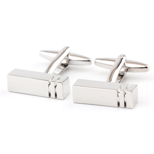 Rectangular Glossy Metal European Style Cufflinks