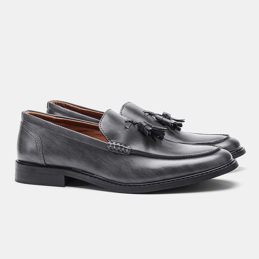 American Wood Grain Tassel Formal Slip-on Loafers