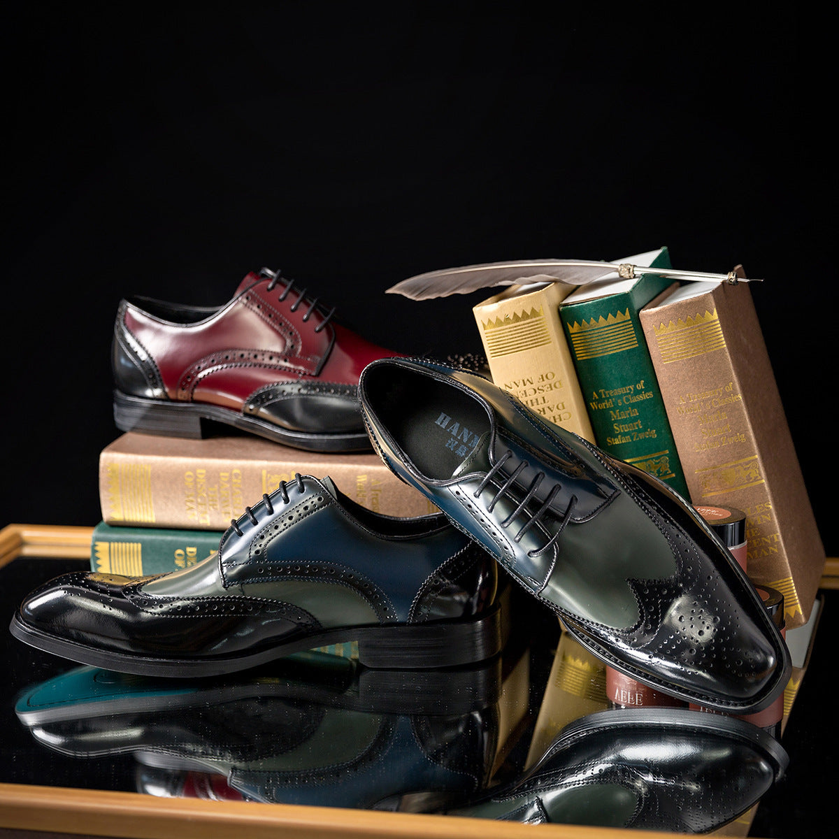 Business Formal Wear Leather Shoes British Square Cowhide Shoes