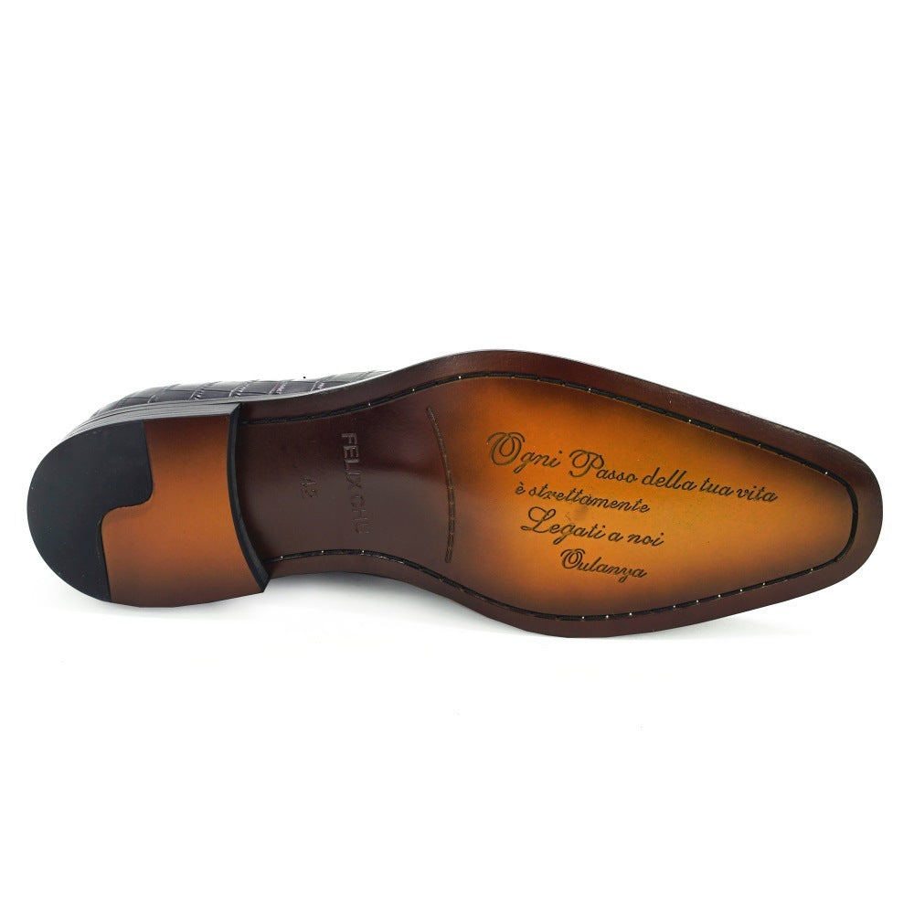Summer Business Leather Broch Carved Cowhide Formal Shoes