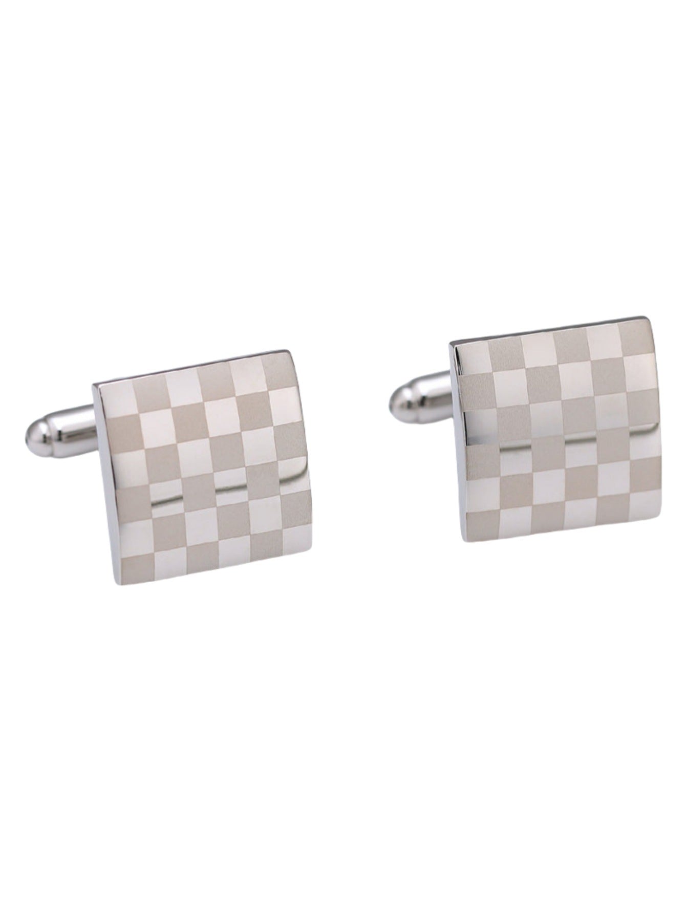 Plaid Tie Clip Cufflinks Set