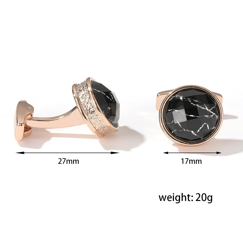Cufflinks Stylish Round Gray Silver Rose Gold