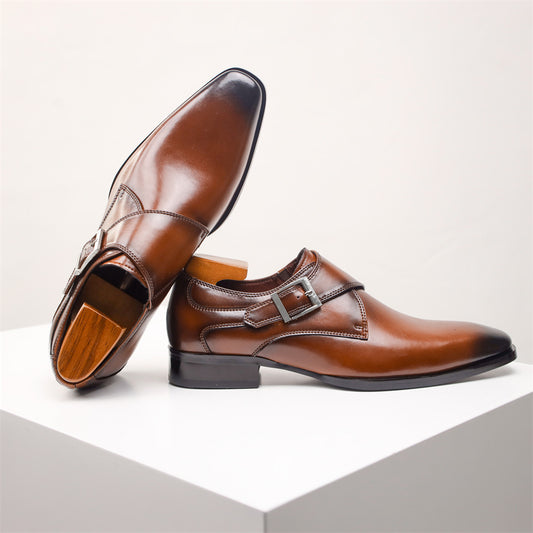 Square Toe Business British Style Monk Shoes