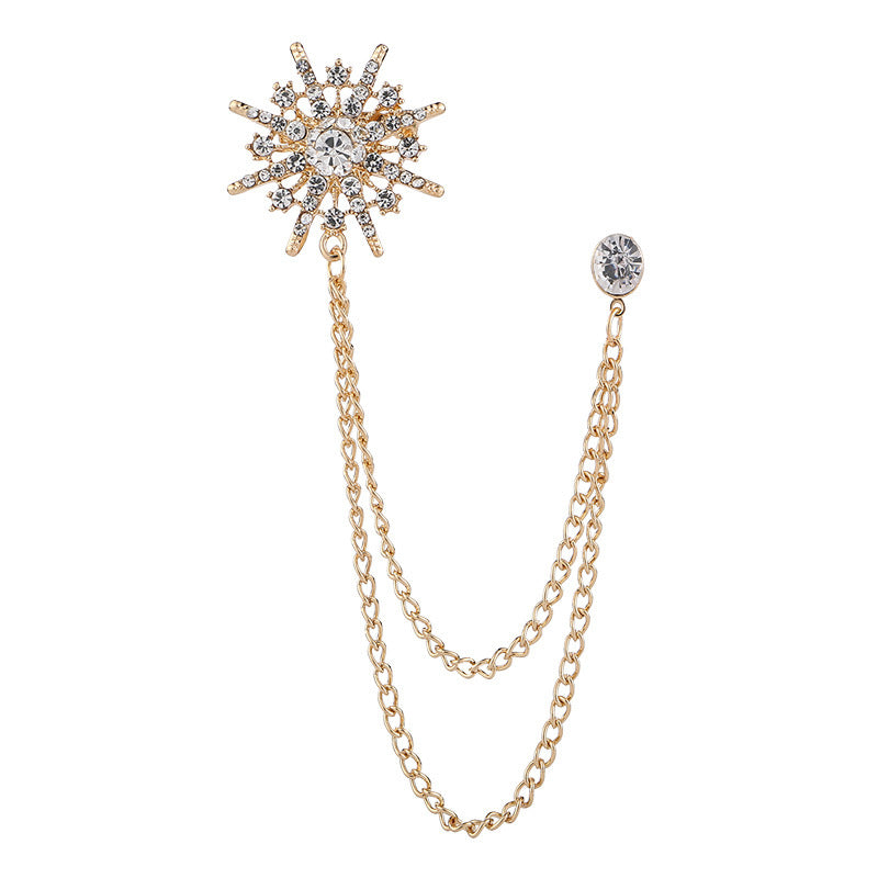 Brooch Octagonal Star Chain Tassel Suit Formal Accessories